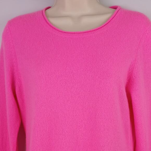 Talbots SZ S Pure Cashmere Crew Neck Sweater Bright Pink NWOT - Picture 3 of 7